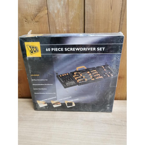 26 - Boxed new and sealed JCB 60 piece screwdriver set complete with hardcase