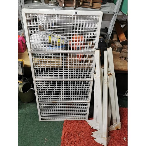 34 - 2x heavy duty racking on telescopic legs, collapsible for ease of storage complete with screws heigh... 