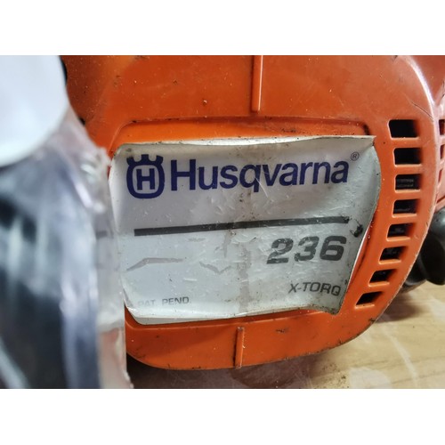 36 - Husqvarna 236 X-Torq petrol chainsaw in need of attention needs chain, comes with spare bearings, bl... 