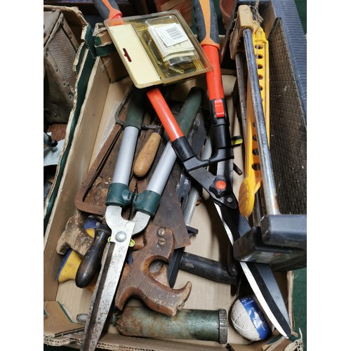 56 - Large quantity of various tools in 4x boxes inc saws, screw drivers, pumps, along with a boxed air g... 