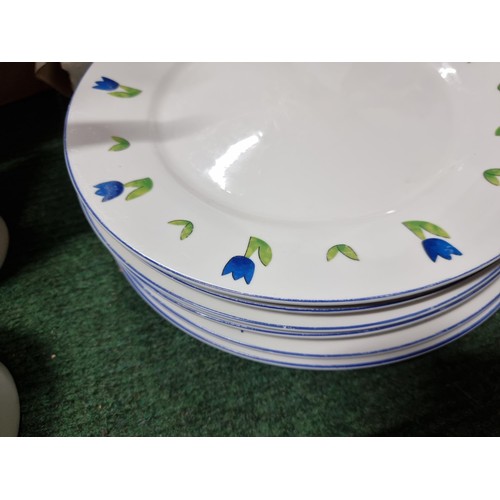 239 - A blue floral design hand painted dinner and coffee set with list provided (see photos) along with a... 