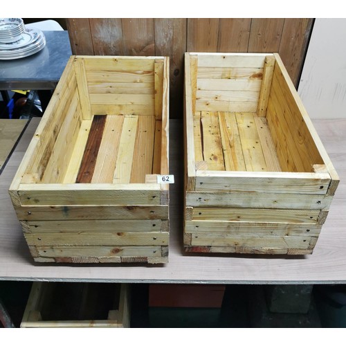 62 - 2x large locally made rectangular planters in excellent condition they have been treated with linsee... 