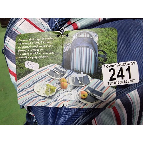 241 - A brand new Eurohike picnic backpack for 4 people complete with contents, bottle cooler and picnic b... 