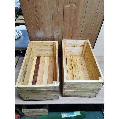 63 - 2x large locally made rectangular planters in excellent condition they have been treated with linsee... 