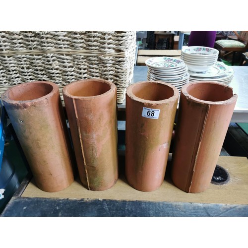 68 - 4x terracota pipes, ideal for planters, all in good order height 30.5cm diameter 13cm