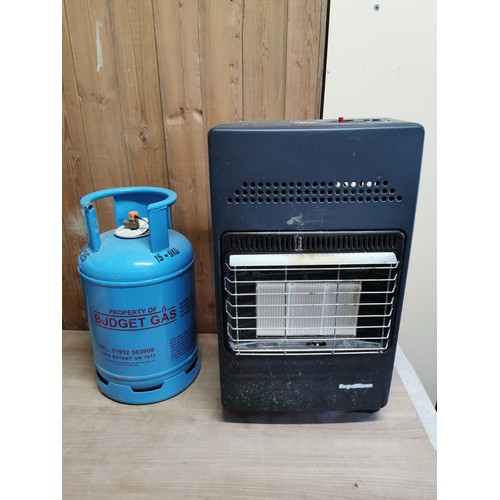 70 - Portable gas heater complete with a full 15kg Budget Gas bottle (Budget Gas are now owned by Calor)