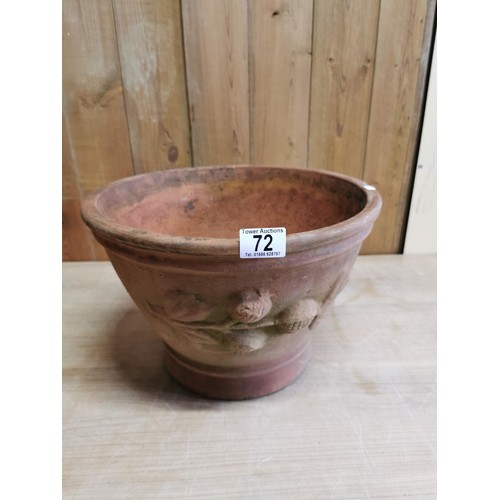 72 - A good quality vintage Large terracotta planter in great condition with a floral embossed decoration... 