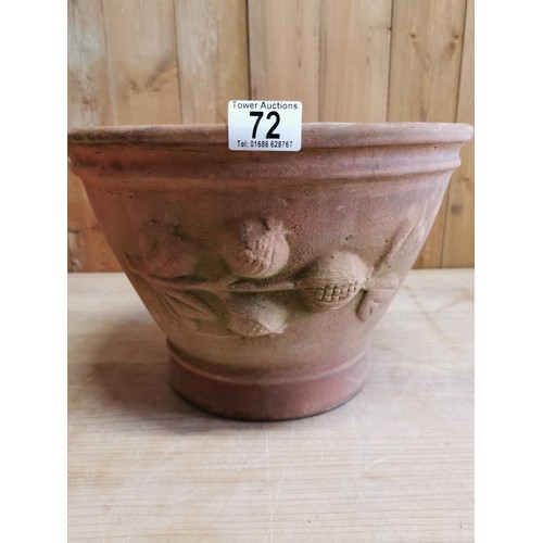 72 - A good quality vintage Large terracotta planter in great condition with a floral embossed decoration... 