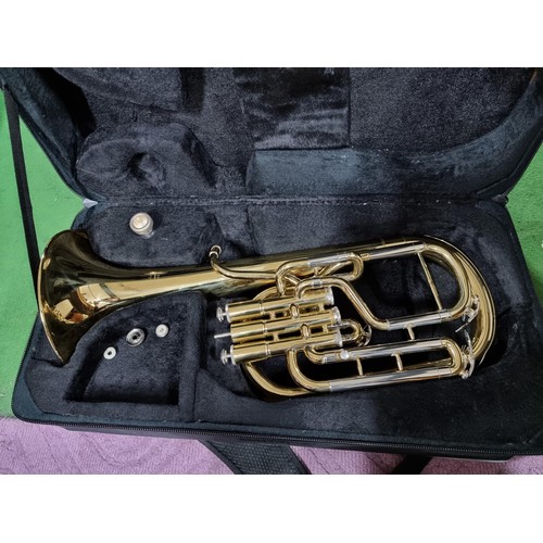 246 - A cased Elkhart 100THB by Vincent Bach international brass Tenor Horn. Needs attention to valves (Pa... 