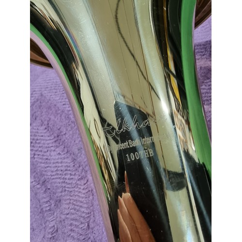 246 - A cased Elkhart 100THB by Vincent Bach international brass Tenor Horn. Needs attention to valves (Pa... 