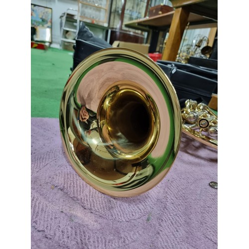 246 - A cased Elkhart 100THB by Vincent Bach international brass Tenor Horn. Needs attention to valves (Pa... 