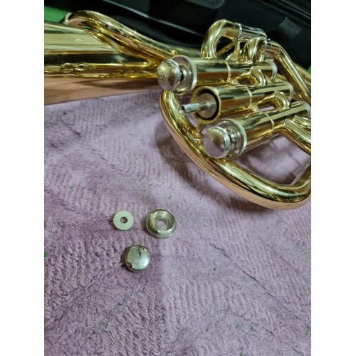 246 - A cased Elkhart 100THB by Vincent Bach international brass Tenor Horn. Needs attention to valves (Pa... 