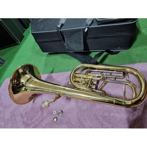 246 - A cased Elkhart 100THB by Vincent Bach international brass Tenor Horn. Needs attention to valves (Pa... 