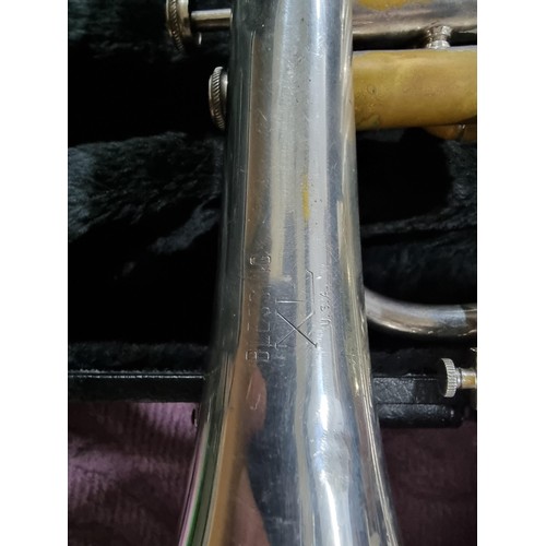 247 - 2 cased cornets, 1 by Bessom the other by blessing XL USA, both missing mouth pieces and are requiri... 