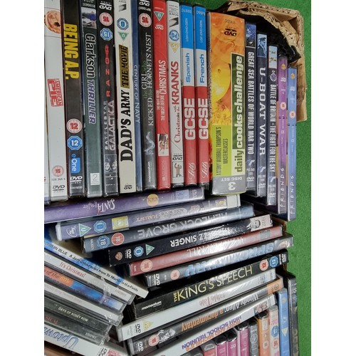 252 - A box full of various DVD's and CD's, most are new and sealed.