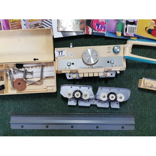 77 - Jones Knitmaster model KH-588 along with stand, magazines, quantity of accessories etc