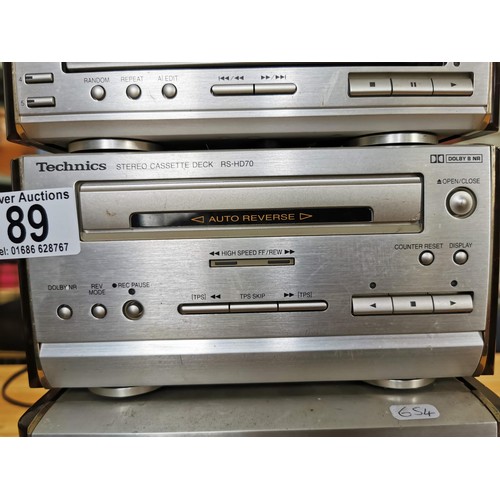 89 - Technics midi system 4 stacker 5 disk system models RSHD 70, SEHD 65, in good order complete with po... 