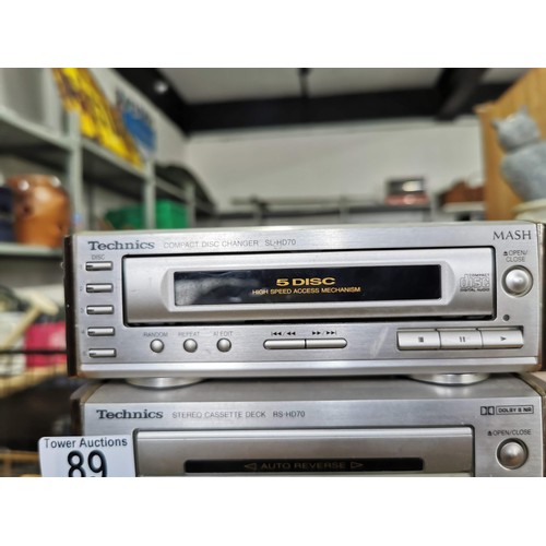 89 - Technics midi system 4 stacker 5 disk system models RSHD 70, SEHD 65, in good order complete with po... 