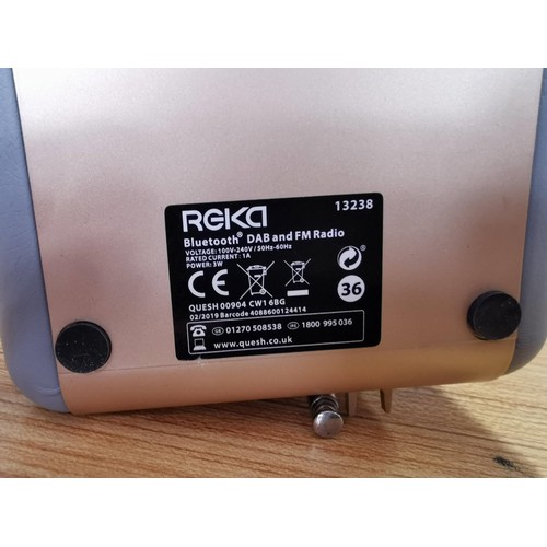 91 - Reka Bluetooth DAB FM radio speaker in good order battery operated Model No. 13238, height 16cm