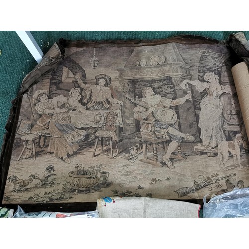 95 - Large quantity of tapestry items inc vintage scenes, wool, tapestry designs paperwork etc