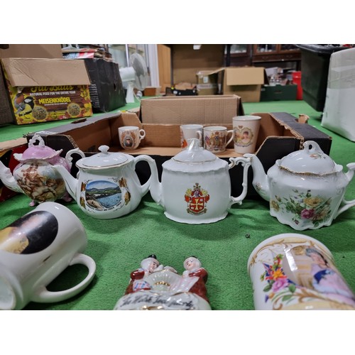 254 - Box of collectable china including a Royal Worcester Spode platers and Adams Tunstall Jasperware bow... 