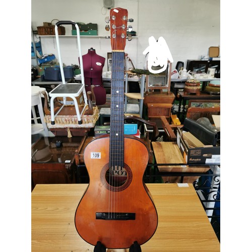 109 - 3/4 size high spot Spanish guitar laminate top all in good order would benifit from a set of nylon s... 