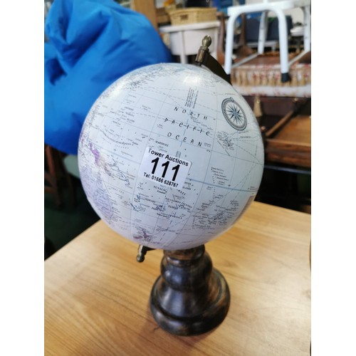 111 - Small quantity of collectables inc 2x terrestrial globes one in a vintage design along with a musica... 