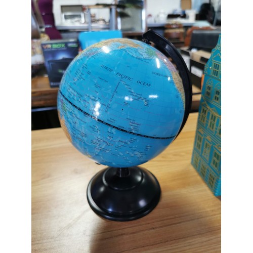 111 - Small quantity of collectables inc 2x terrestrial globes one in a vintage design along with a musica... 