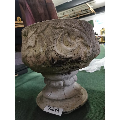 72A - Collection of garden planters inc a stoneware one on a pedestal, an oval floral decorated stoneware ... 