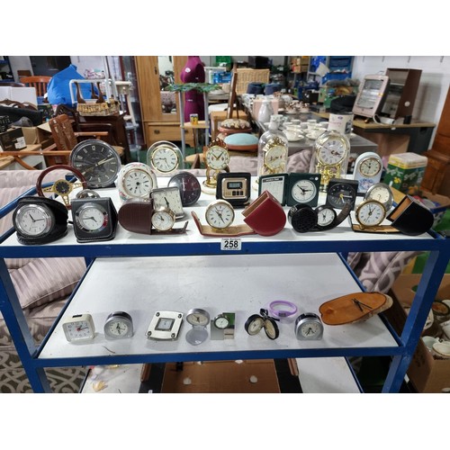 258 - Approx 30  times various desk top clocks including some good Seiko, Laphroaig whisky advertising clo... 