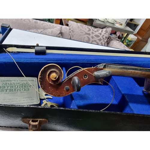 258A - Antique cased violin with a model label marked Antonius Stradivaraus, (antique copy) complete with b... 