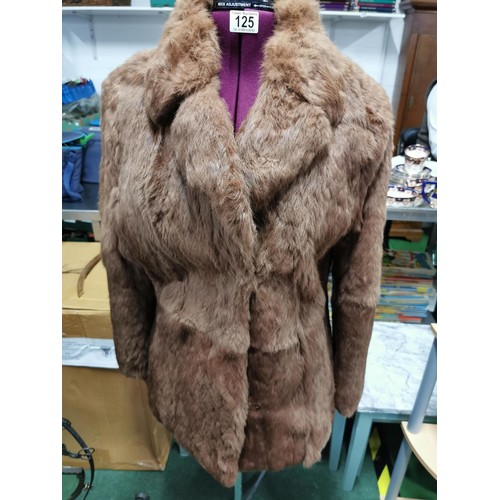 126 - Vintage genuine Fur origin France,  french rabbit fur coat in very good condition with silk lining