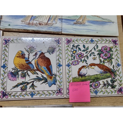 279 - 20 x Antique and vintage collectable ceramic tiles including a rare Italian tile of a boat scene att... 