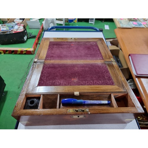 281 - Antique Mahogany writing box in good overall condition,
15cm high, 35cm length, 23cm wide