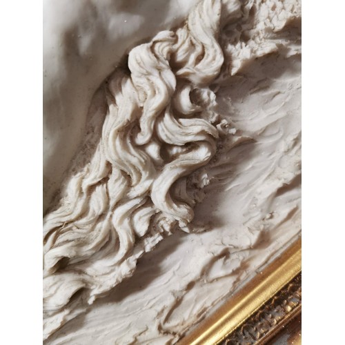 145 - Gilt framed resin relief sculpture carving of Sleeping Venus with cherubs above. Carving is very wel... 