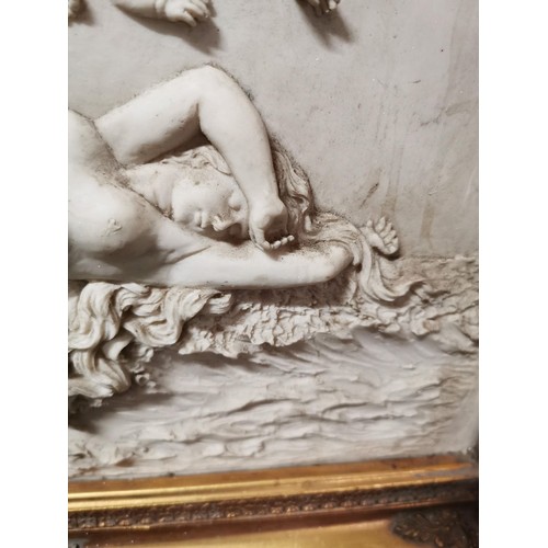 145 - Gilt framed resin relief sculpture carving of Sleeping Venus with cherubs above. Carving is very wel... 