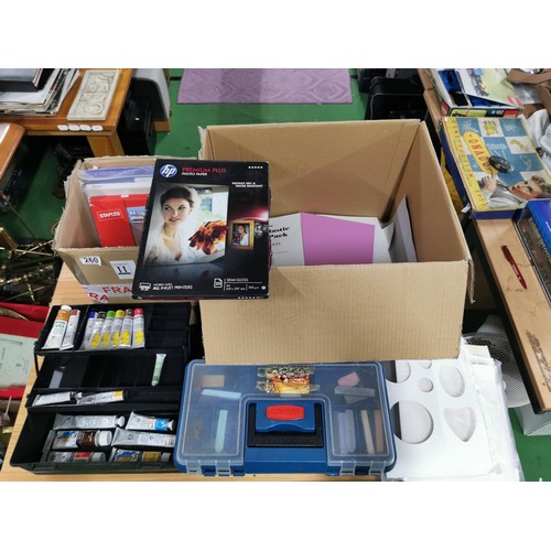 260 - Collection of art accessories inc sketch pads, photo paper, pastel paperwork, cantilever boxes full ... 