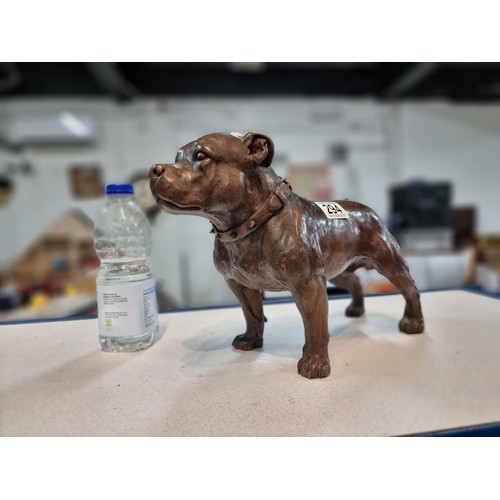 294 - Large impressive cold cast resin bronze Staffordshire bull terrier dog figuring, a mixture of bronze... 