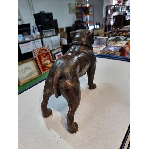 294 - Large impressive cold cast resin bronze Staffordshire bull terrier dog figuring, a mixture of bronze... 