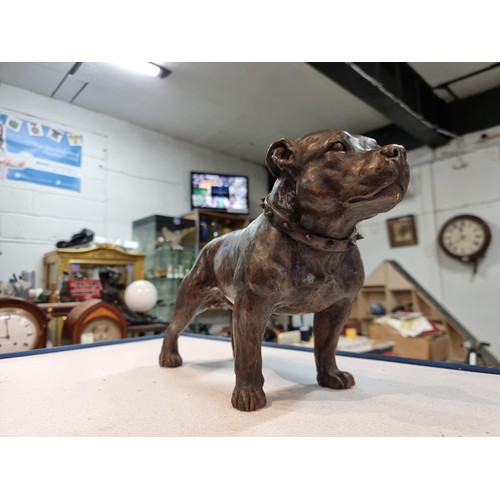 294 - Large impressive cold cast resin bronze Staffordshire bull terrier dog figuring, a mixture of bronze... 