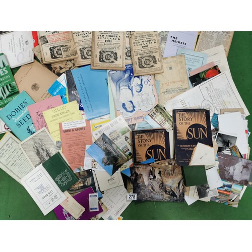 278 - Large quantity of ephemra inc mostly of vintage and antique pamplets and booklets inc almanacks, pho... 