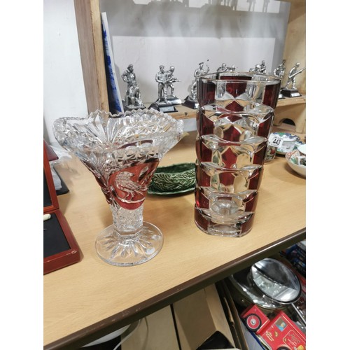 394 - Quantity of collectable glassware and ceramics inc rub glass crystal vase with bird decoration, a gl... 