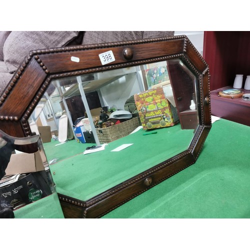 398 - Wooden framed bevel edged art deco mirror along with an ornate edged bevel edged vintage mirror larg... 