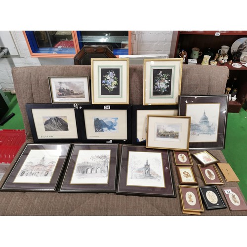 399 - Large collection of 18x framed and glazed pictures of various subjects inc lake district, St Pauls, ... 