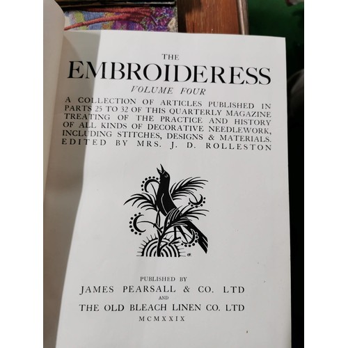 404 - Collection of 8x vintage books on embroidery inc Embroidery by James Pearsall & Co 1829, Volumes 1-4... 