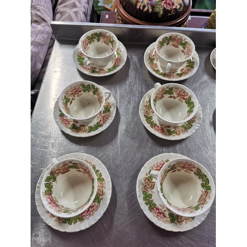 509 - Very large quantity of tea sets inc 12 piece Wedgwood Wild briar set, 15 piece Royal Doulton Frost p... 