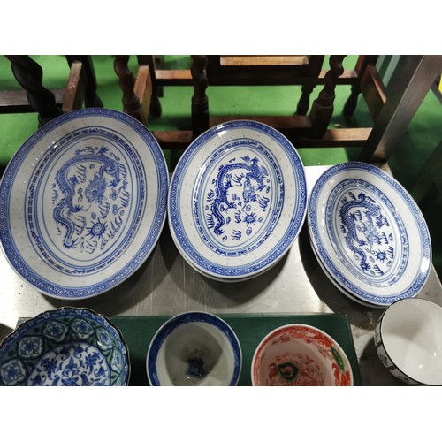 510 - Large collection of ceramics inc a quantity of oriental ware inc blue and white oriental platters, R... 