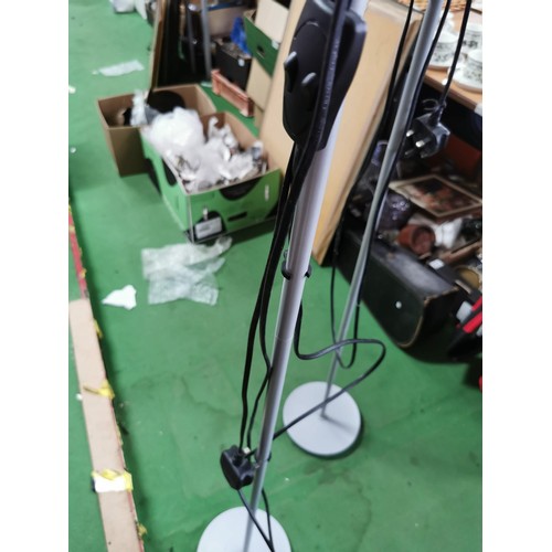 511 - 2x tall floor lamps with reading lights attached to each lamp in good order complete with shades and... 