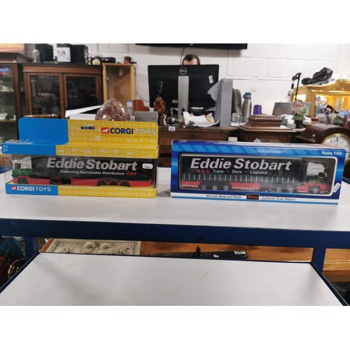 188 - 2 boxed as new Eddie Stobart diecast lorries one by Corgi toys the other by Saico. Scale 1:64