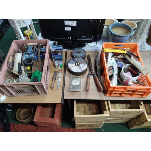 3 - 2 crates containing a large quantity of tools and accessories including a quantity of 17 grinding di... 